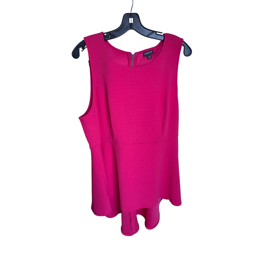 TORRID Hot Pink Textured Peplum Zip Front Sleeveless Top Plus Size‎ 3